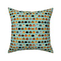 Sweet fall inky texture pumpkin picking autumn garden halloween gourds print blue orange SMALL