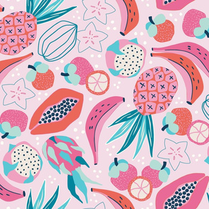 tropical fruit/mint and pink/large