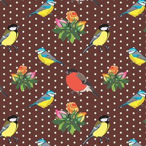 Birds and Roses (brown)