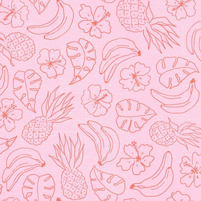 tropical  shapes/orange and pink/large