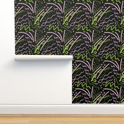 Abstract Arabesque Lines - peridot/lilac, black