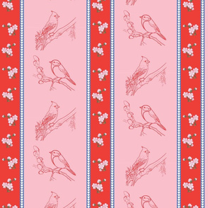 Birds and Blossoms (Red and Pink)