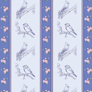 Birds and Blossoms (Lilac blue)