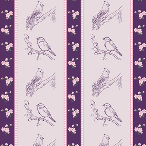 Birds and Blossoms (pink and purple)