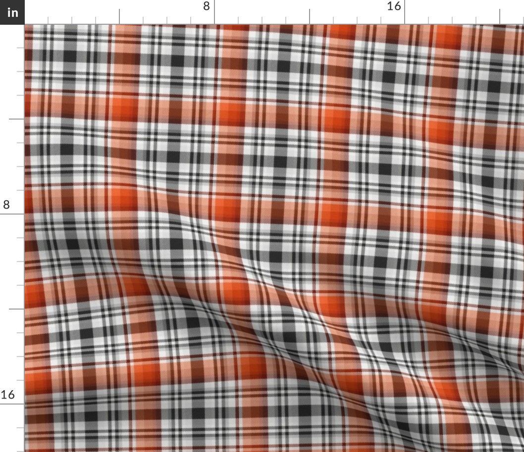 Black and White with Shades of Orange Asymmetrical Plaid