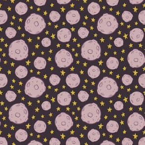 Outer Space Moons and Stars on Plum Purple - Small