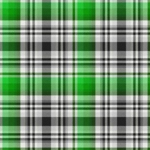 Black and White with Shades of Green Asymmetrical Plaid