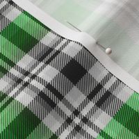 Black and White with Shades of Green Asymmetrical Plaid Version 2