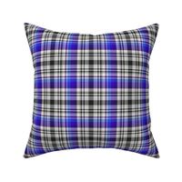 Black and White with Shades of Blue Asymmetrical Plaid