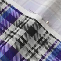 Black and White with Shades of Blue Asymmetrical Plaid