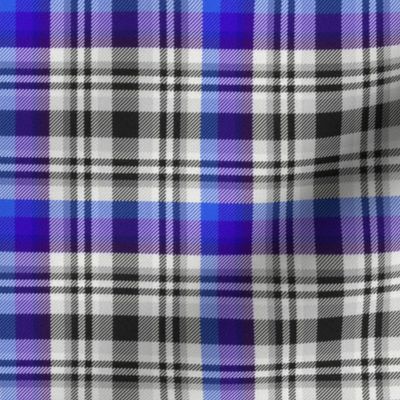 Black and White with Shades of Blue Asymmetrical Plaid Version 2