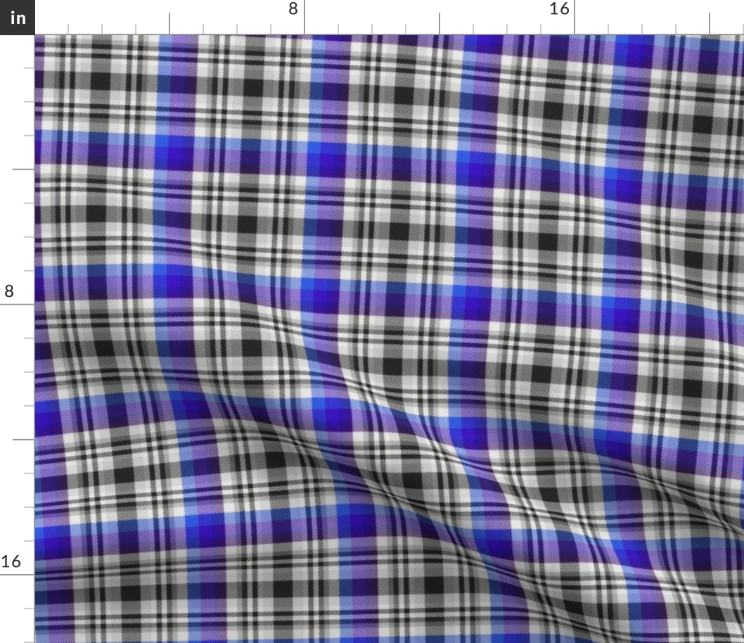 Black and White with Shades of Blue Asymmetrical Plaid Version 2