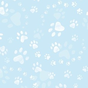 Paw prints light blue - small scale