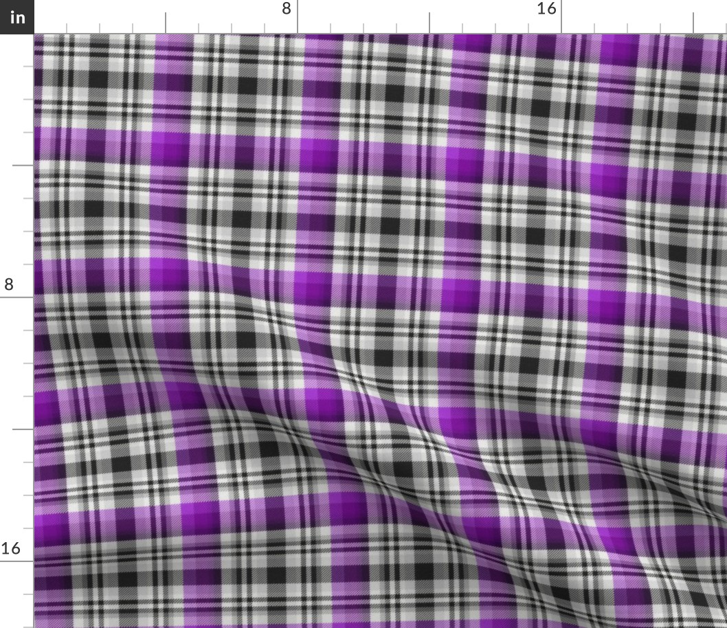 Black and White with Shades of Purple Asymmetrical  Plaid Version 2