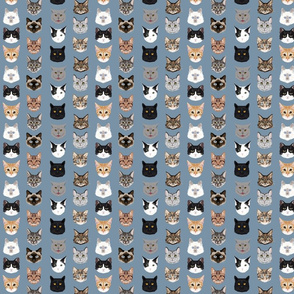 SMALL - cat faces hello cats kitty cute faces cats fabric-ed