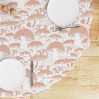 Mushroom Field Block Print White Blush Pink Large Scale