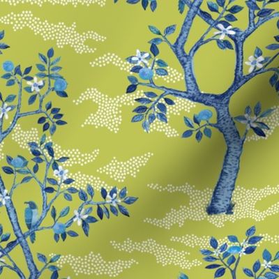 SMALLER CITRUS GROVE TOILE BLUES ON CITRON