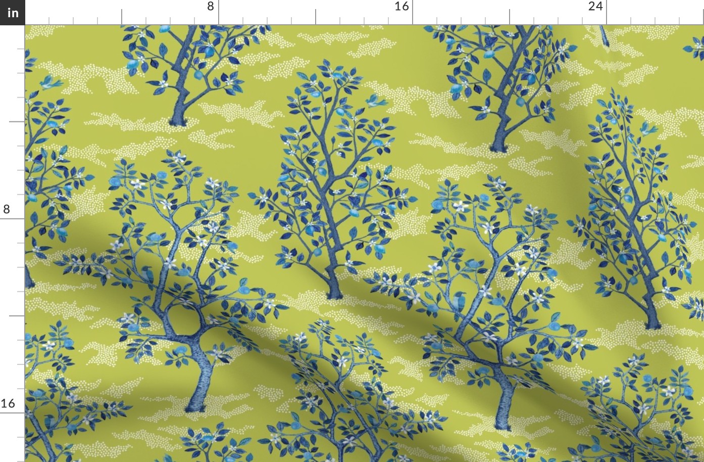 SMALLER CITRUS GROVE TOILE BLUES ON CITRON