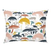 Mushroom Field Block Print White Multi Large Scale