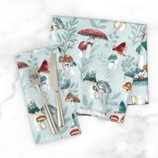 Light Blue Whimsical Mushroom Forest