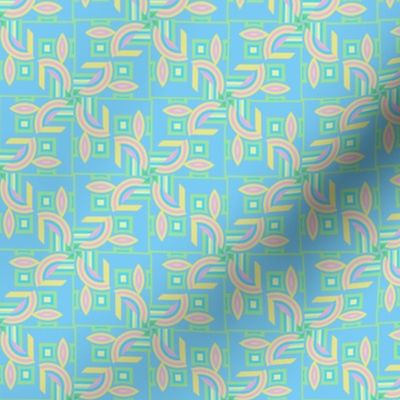 Blue Green Yellow Pink Mosiac Pattern