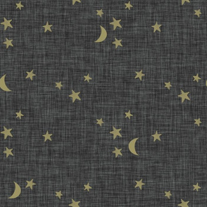 stars and moons // soft gold on 179-13 linen