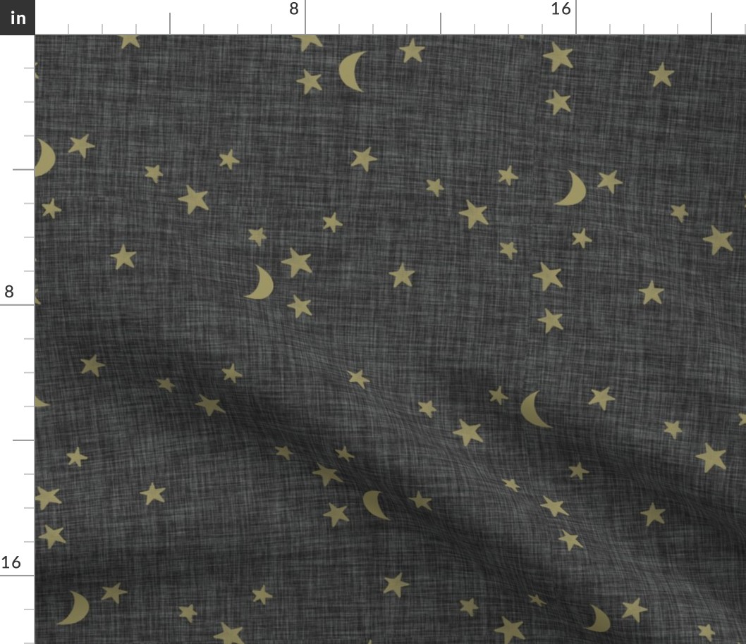 stars and moons // soft gold on 179-13 linen