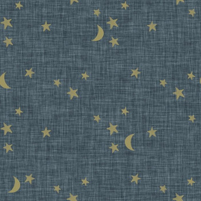 stars and moons // soft gold on 174-15 linen