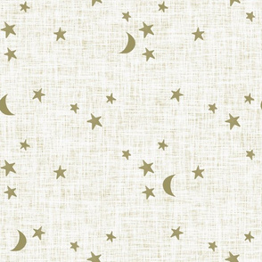 stars and moons // soft gold on latte linen