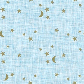 stars and moons // soft gold on baby linen