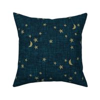 stars and moons // soft gold on royal linen