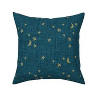 stars and moons // soft gold on 120-16 linen