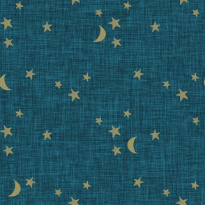 stars and moons // soft gold on 120-16 linen