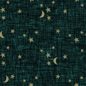stars and moons // soft gold on himalaya linen