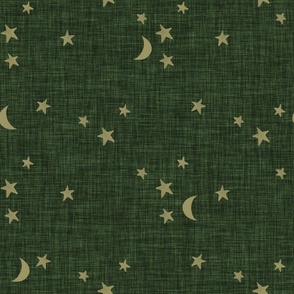 stars and moons // soft gold on seaweed linen