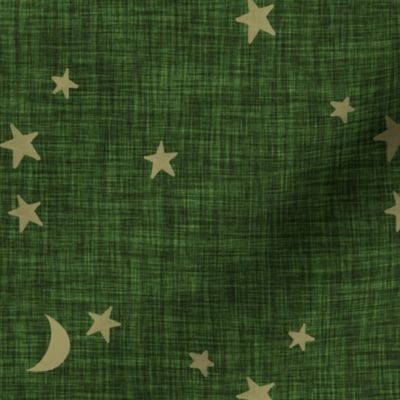 stars and moons // soft gold on juniper linen