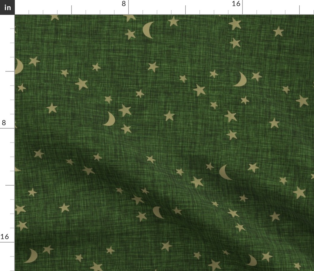 stars and moons // soft gold on juniper linen