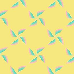 Blue and Pink Pinwheels on Yellow