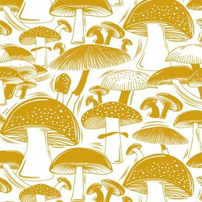 Mushroom Field Block Print White Goldenrod Yellow Regular Scale