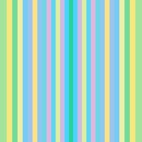 Lime Green, Yellow, Blue and Pink Stripes