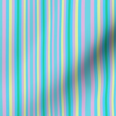 Summery Green, Yellow, Blue and Pink Stripes