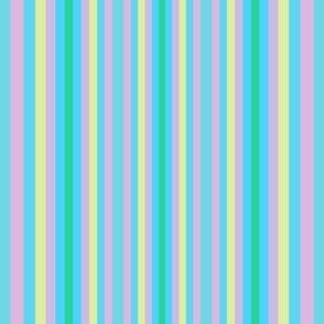 Summery Green, Yellow, Blue and Pink Stripes