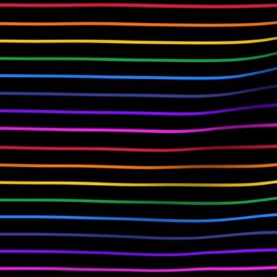 Narrow rainbow stripe on black - horizontal (mini)