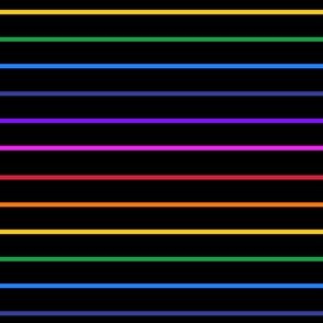 Narrow rainbow stripe on black - horizontal (mini)