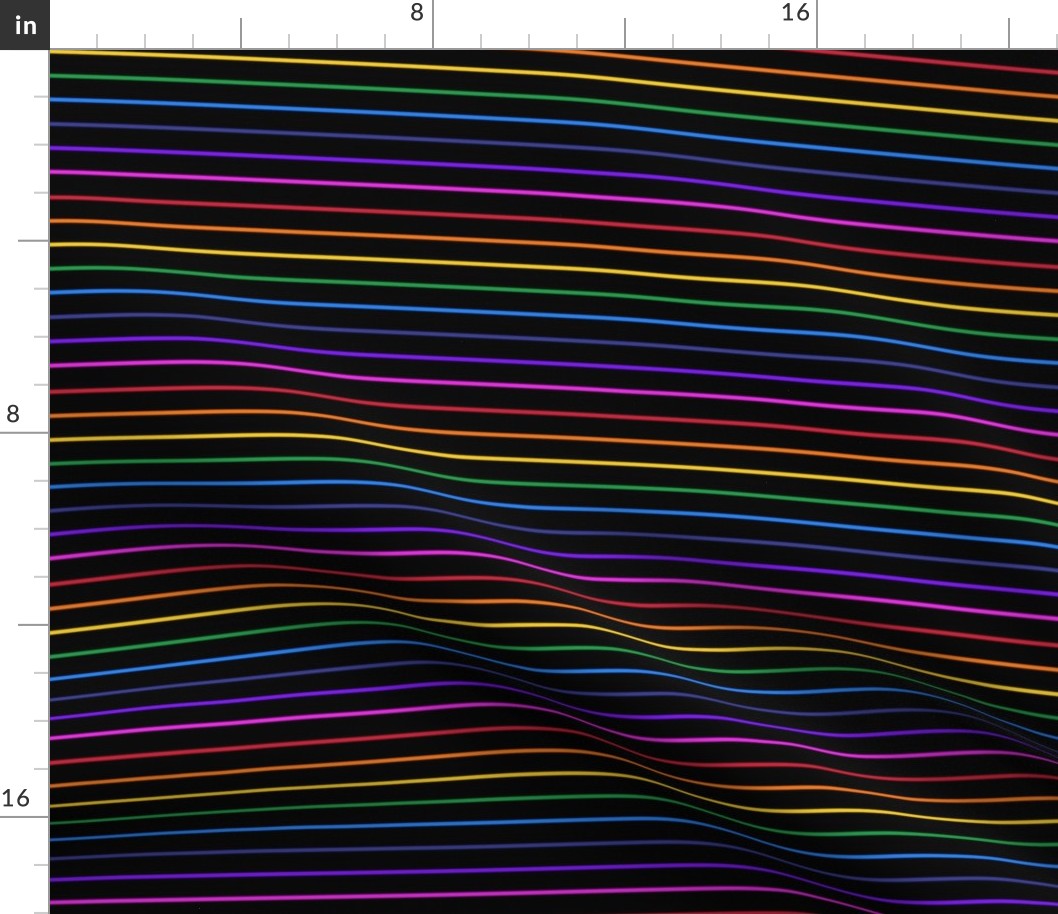 Narrow rainbow stripe on black - horizontal (mini)