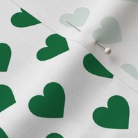 Deep green hearts on white (medium)