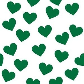Deep green hearts on white (medium)