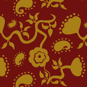 Floral Paisley Rust and Gold 