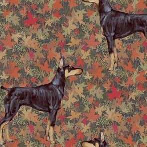 Custom Doberman Pinscher on Autumn Leaves Allover