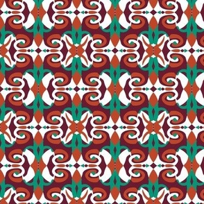 Colorful geometric elements, red, burgundy, emerald, white